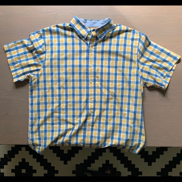 Izod Saltwater Blue & Yellow Plaid Button Down - Picture 3 of 6